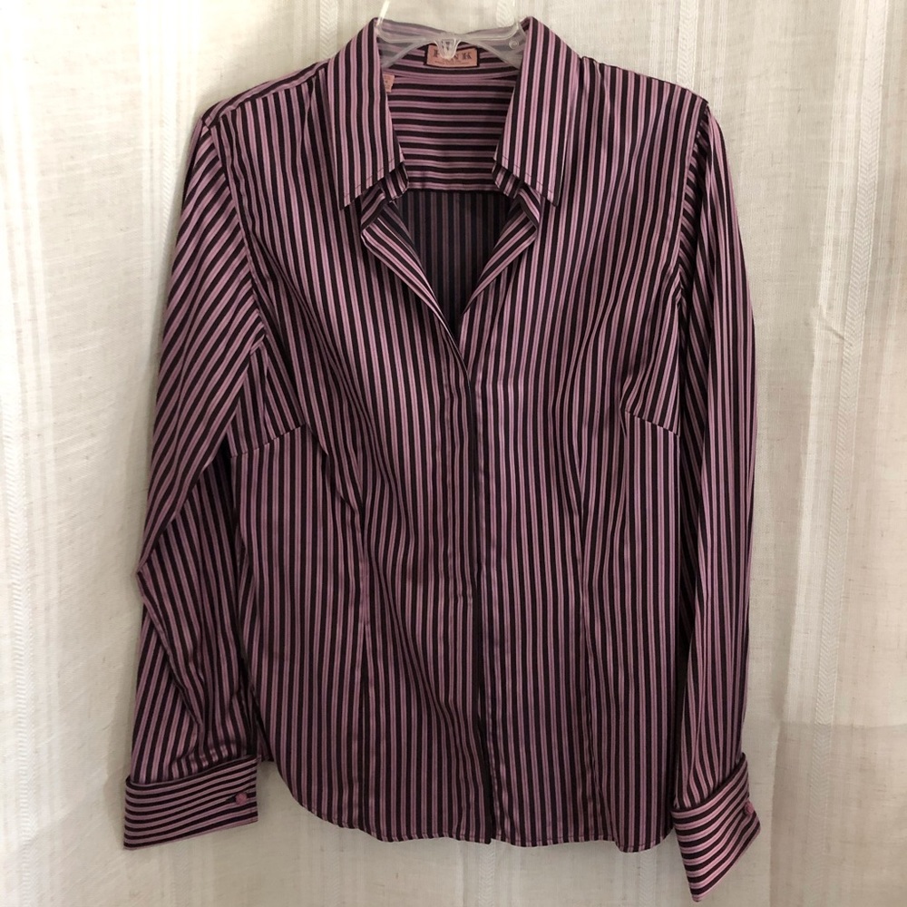 PINK - Thomas Pink Striped Multi Colored Button Up